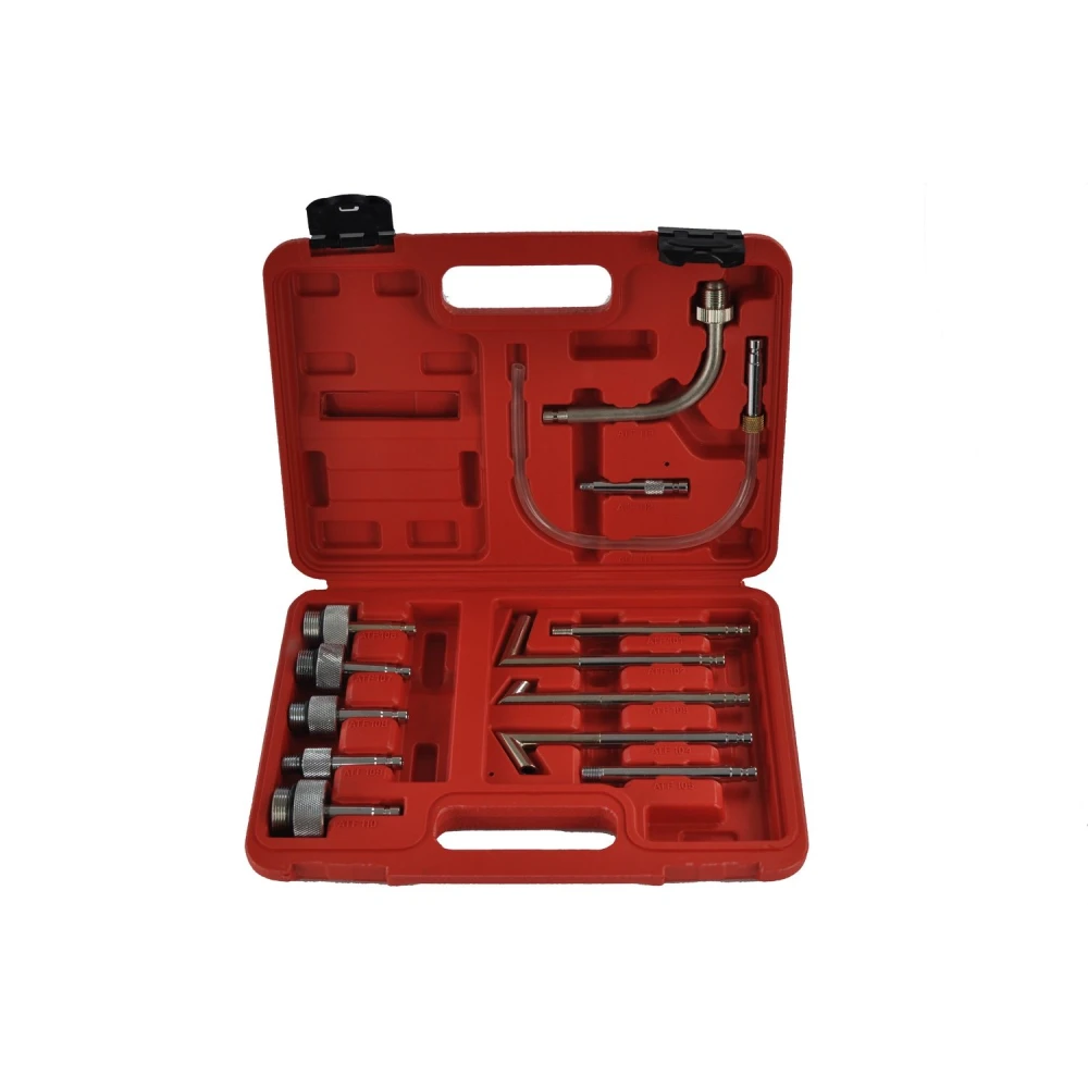 Detalle de mangueras y pistola de control táctil de la máquina automática llenado de aceite