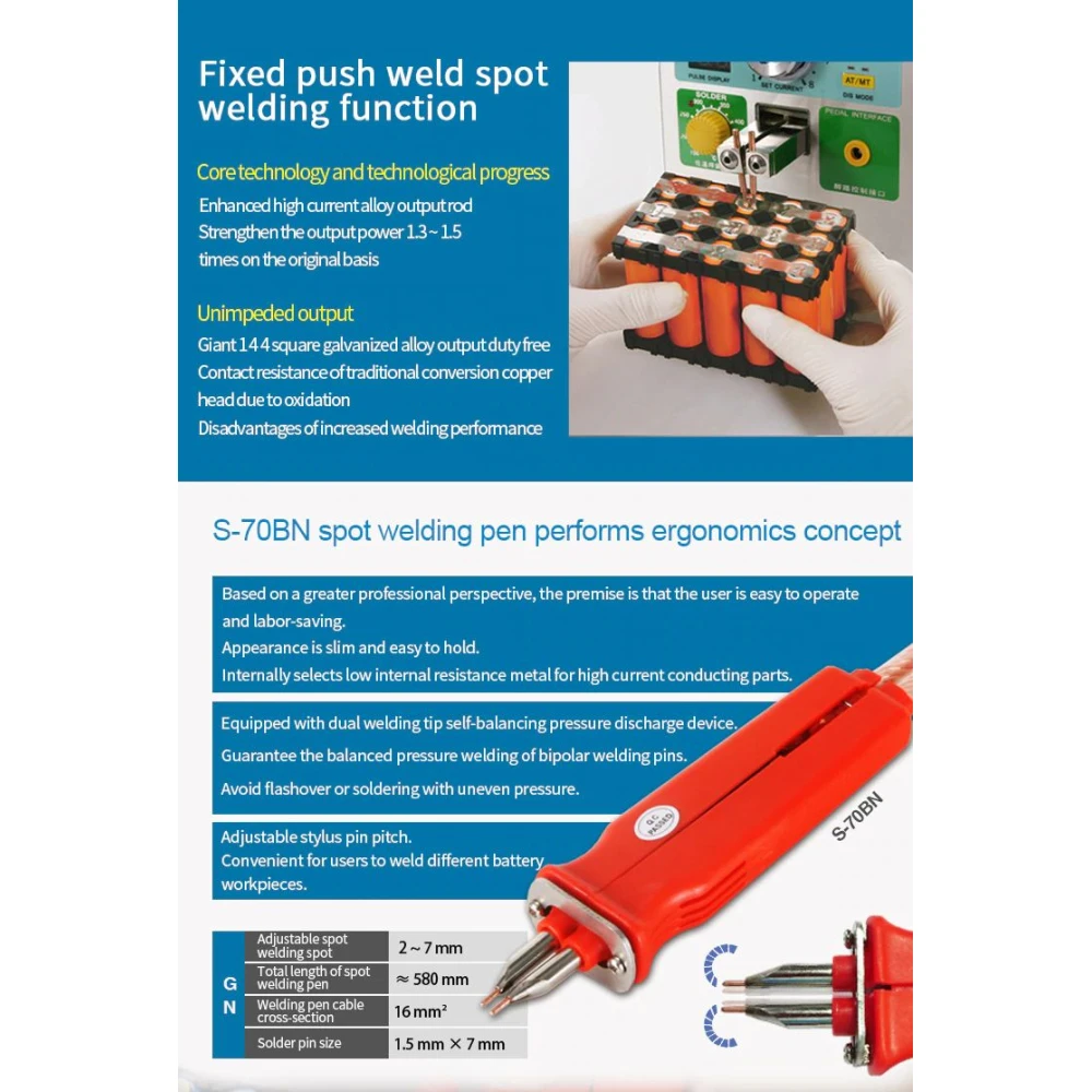 Sunkko 709AD+ 220V pistehitsauskone juottimella 18650-akuille