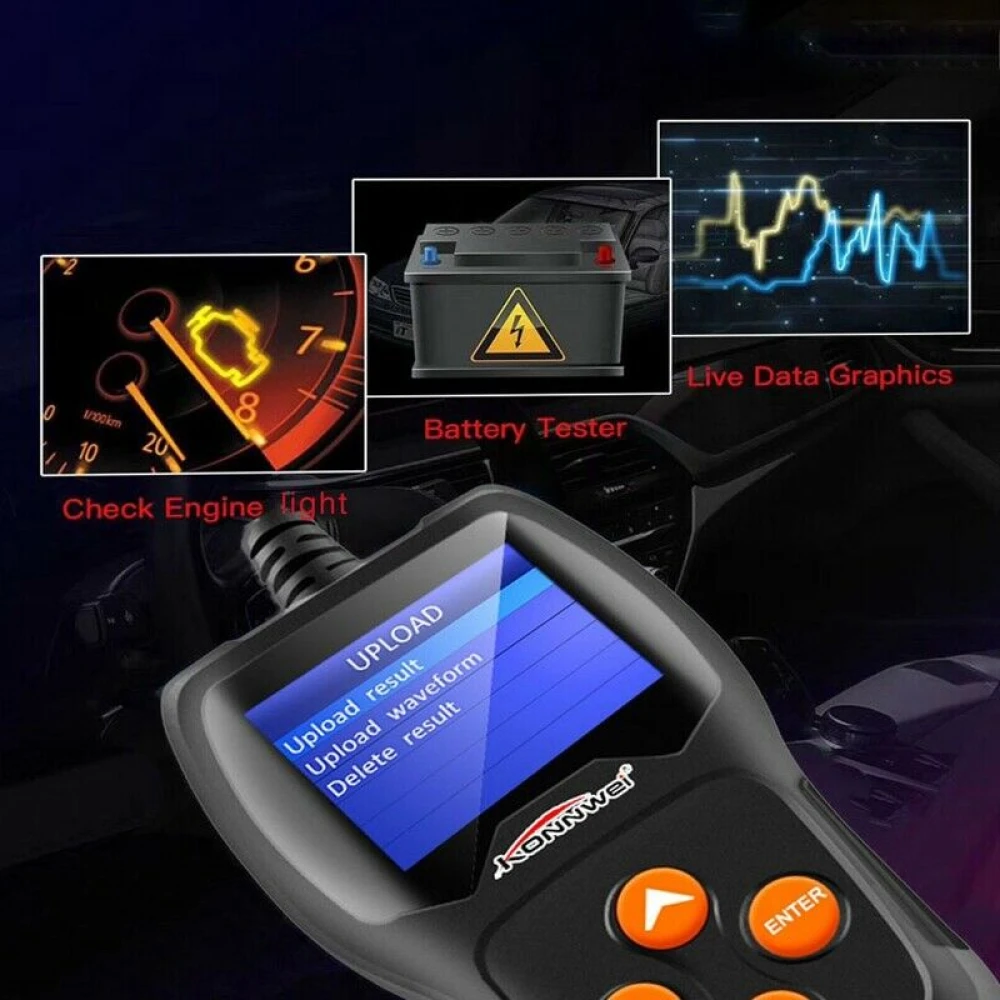 Konnwei KW600 12V akkutesteri autoon ja moottoripyörään