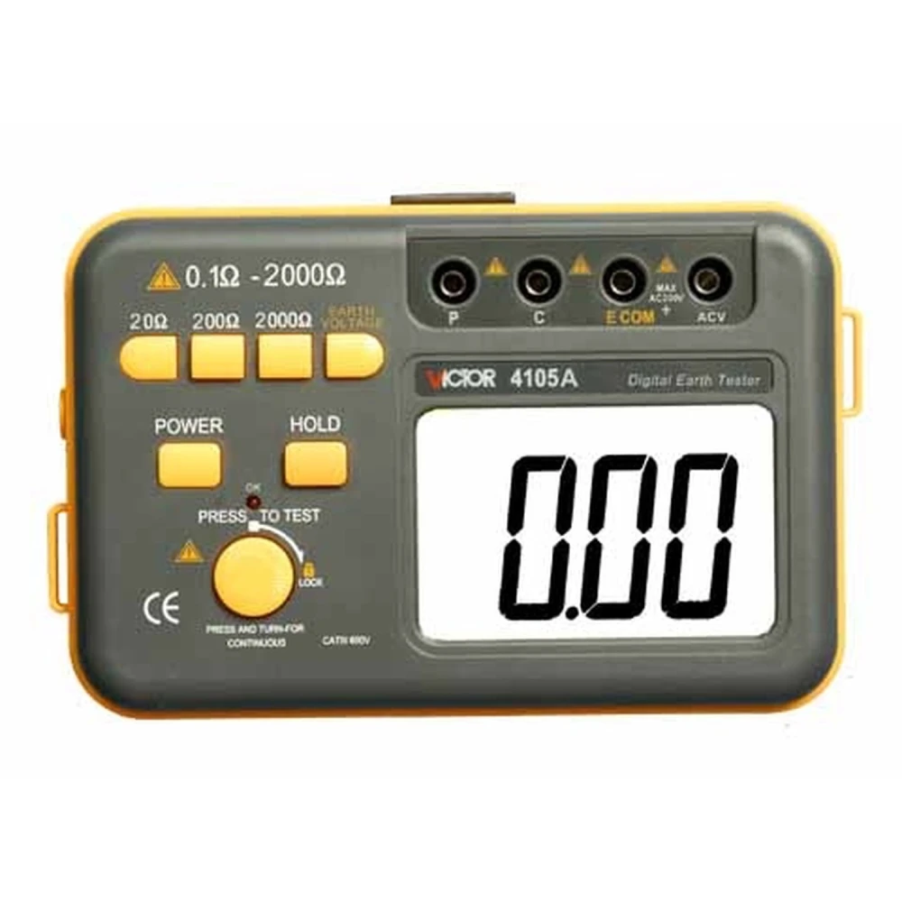 Victor 4105A maadoitusvastusmittari piikeillä ja kaapeleilla
