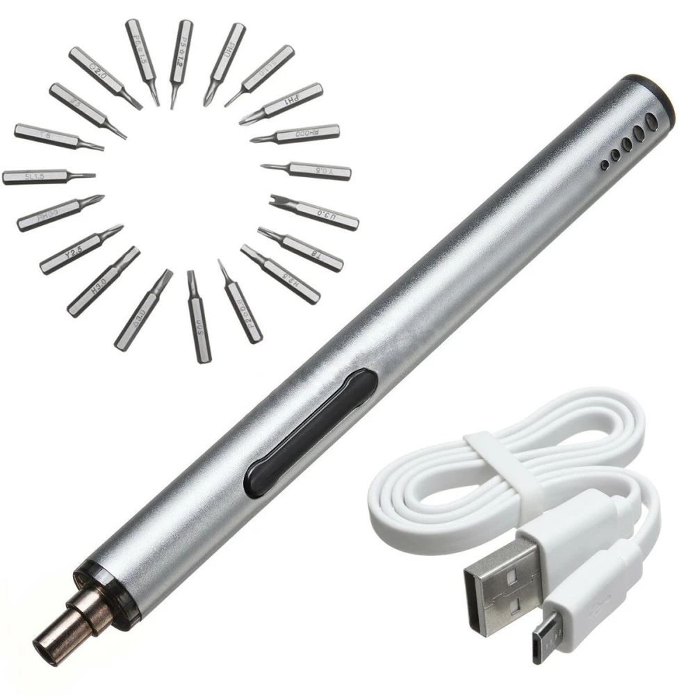 Mini sähköruuvimeisseli langaton USB ladattava 3 LED 22in1 setti