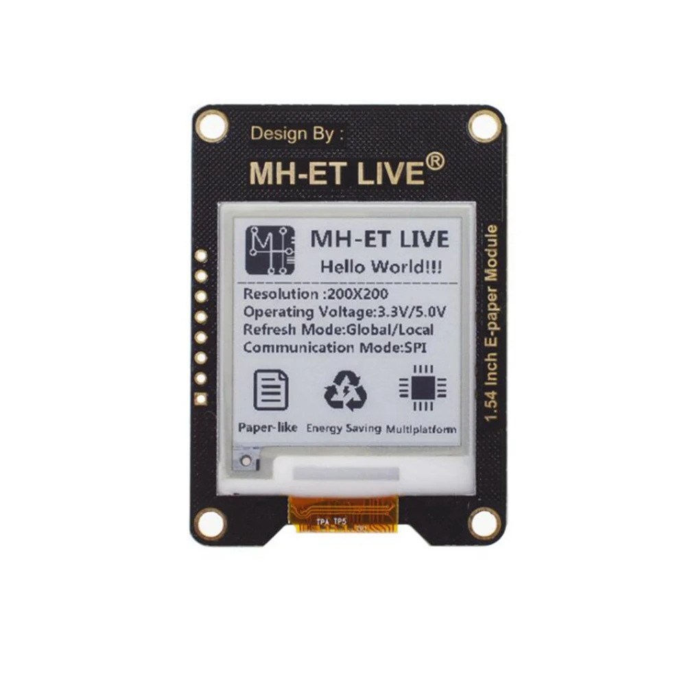 1,54 tuuman e-paper-moduuli SPI-liitännällä Raspberrylle, Arduinolle ja STM32:lle