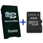 MS Pro Duo -sovitin + MicroSD 2GB yhteensopiva Sony PSP:n kanssa