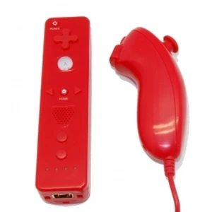 Wii Remote -ohjainpaketti Wiimotion Plusilla ja punaisella Nunchuckilla Wii:lle