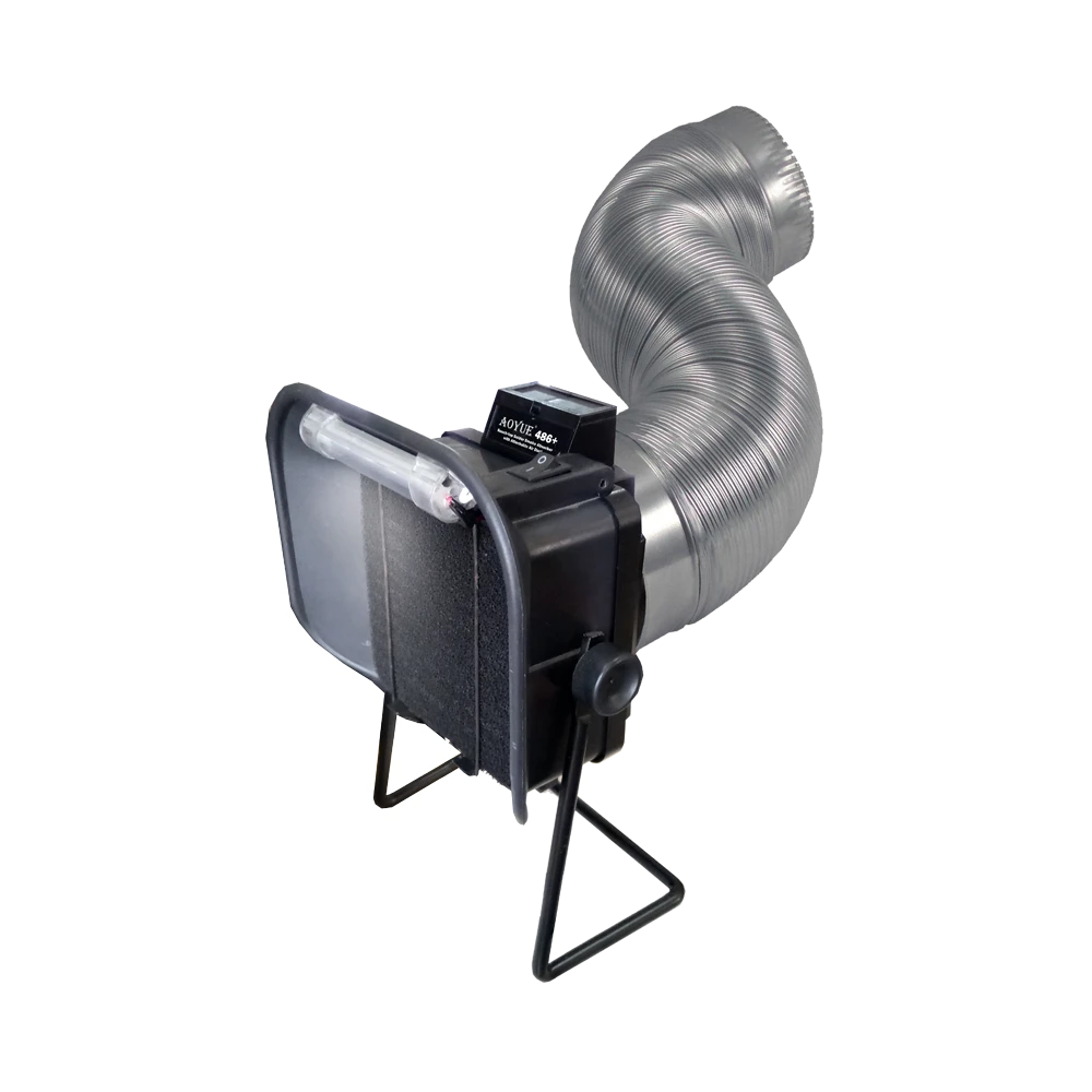 Aoyue 486 Plus SMD-huoltoasema savunpoistolla ja poistoputkella