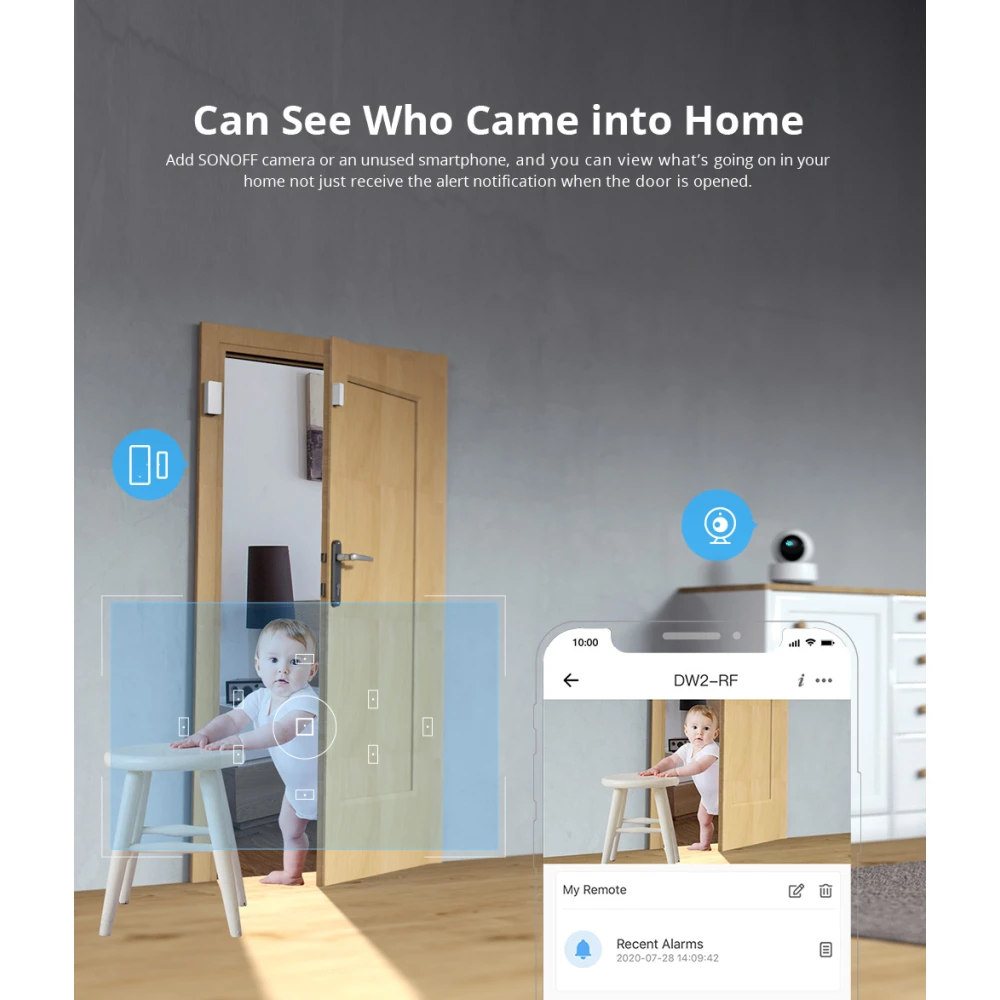 SONOFF DW2 RF langaton ovi- ja ikkunatunnistin kodin hälytykseen