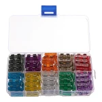 Fusibles para coche variados en caja plástica con 10 compartimentos