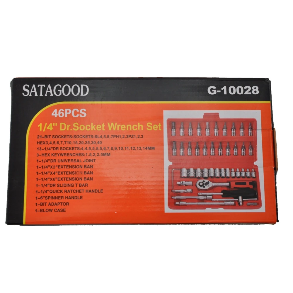 1/4 kuusiokolo hylsysarja 46 osaa TSX TOOL autoon ja DIY:hin