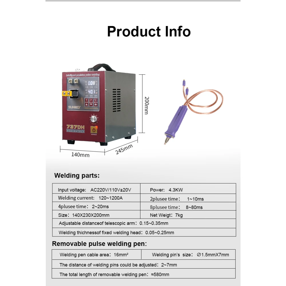 Sunkko 737DH pistehitsauskone litiumakkujen rakentamiseen 18650 14500 21700