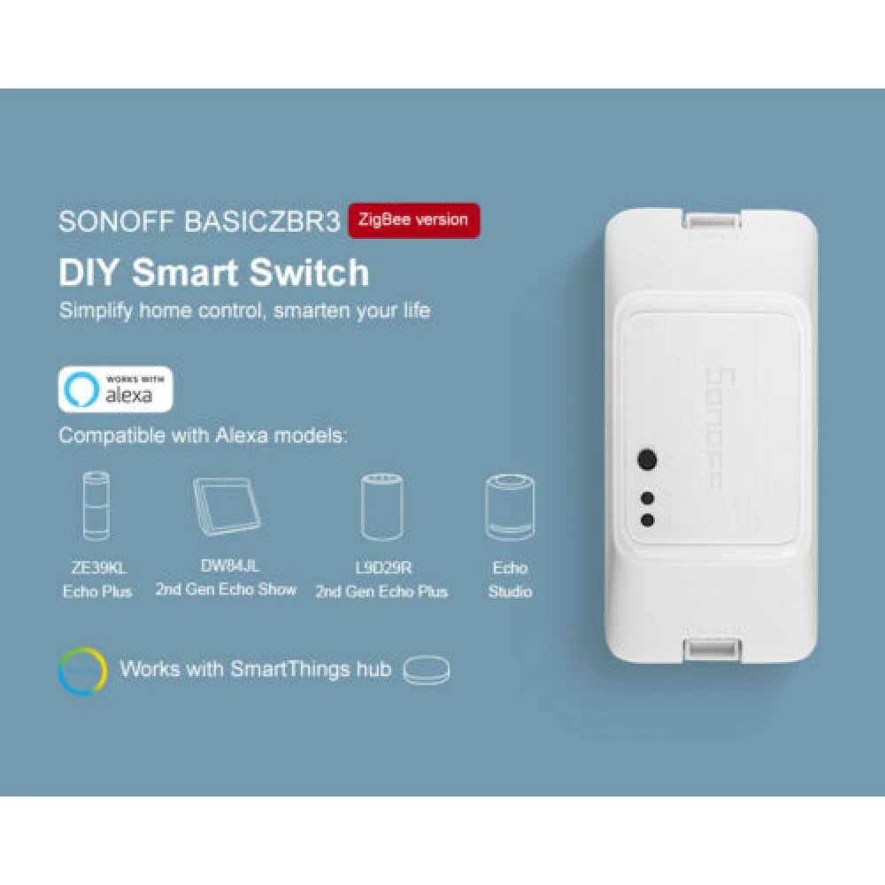 Vista frontal del Sonoff Basic Zbr3 Zigbee Switch