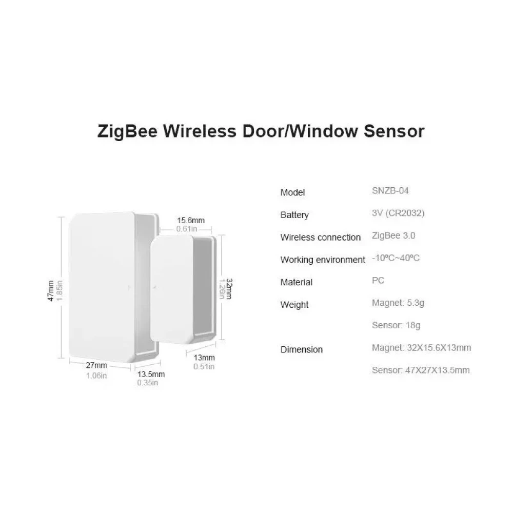 Vista detallada del sensor SONOFF SNZB-04 para sistemas de seguridad domótica