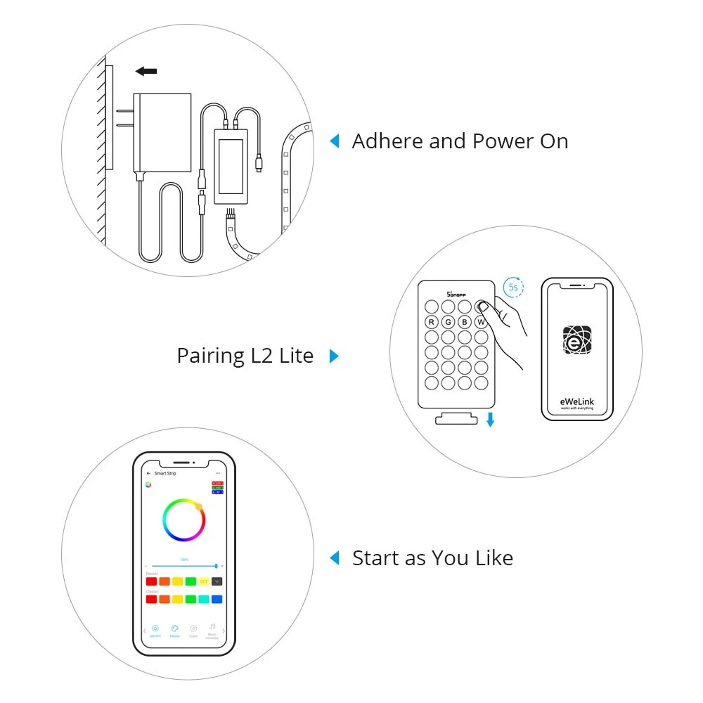 SONOFF L2 Lite WiFi LED-nauha 5 metriä kaukosäätimellä ja sovelluksella