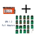 Vista lateral del UPA USB Programmer V1.3 con cables y adaptadores incluidos
