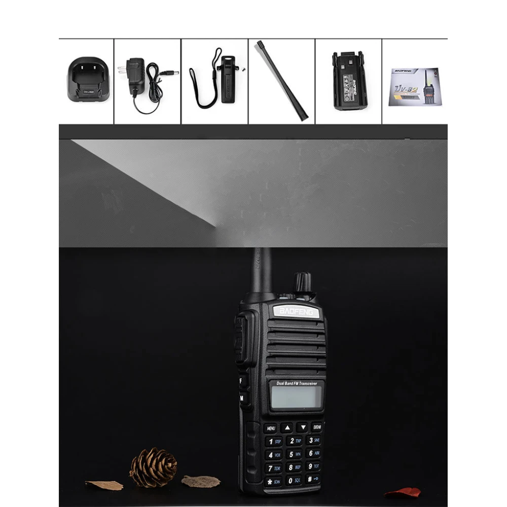Pack completo del Walkie Talkie Baofeng UV82 con accesorios incluidos